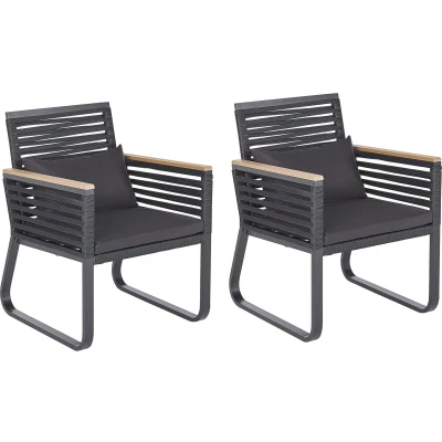 Afbeelding van CANETTO Tuinstoel set van 2 Zwart Aluminium