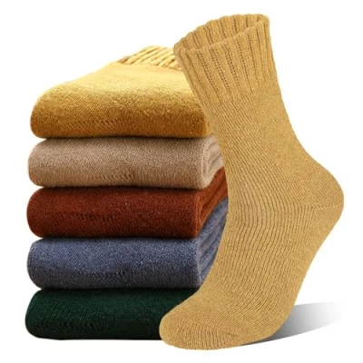 Afbeelding van VoJoPi 5 paar warme wintersokken voor dames, dikke thermische sokken, Veelkleurige wollen comfortabel en ademend, zacht, cadeau vrouwen, Sólido kleuren