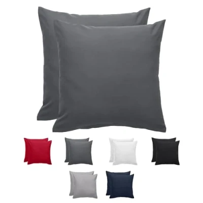 Afbeelding van Komfortec Set van 2 Premium Kussenslopen 80x80 cm Superzachte Kussenhoes 100% Geborsteld Polyester 90g/m² Antraciet