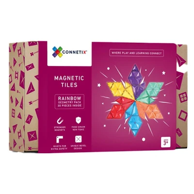 Afbeelding van Connetix Magnetische Tegels Rainbow Geometry 30 stuks