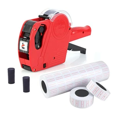 Afbeelding van JZK Labelpistoolkit met 1 regel van 8 tekens voor detailhandelsprijzen, kit 10 labelrollen en 2 inktpatronen
