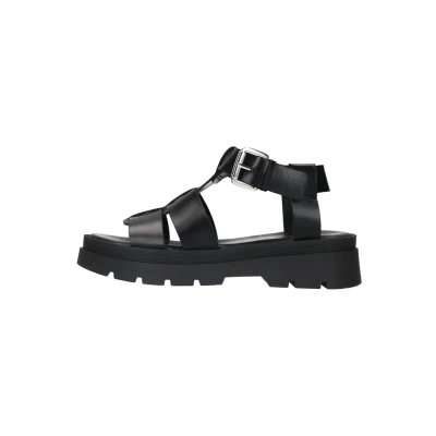 Afbeelding van Manfield Sandalen met plateauzool, Dames, Maat: 41, Schwarz Leer