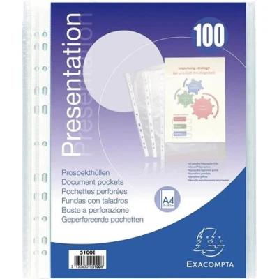 Image de Pochette Exacompta Sachet de 100 pochettes perforées A4 vertical grainé