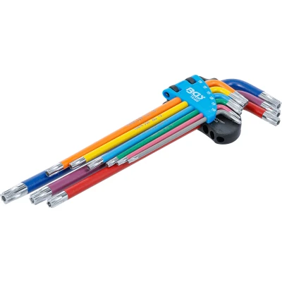 Afbeelding van BGS Stiftsleutelset meerkleurig extra lang Torx met boring T10 T50 9 delig