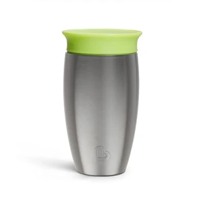 Image de Munchkin Acier Inoxydable Tasse d’Apprentissage Miracle 360, Apprentissage 360 pour Bébé, Antifuites Enfant sans BPA, Compatible Lave Vaisselle, Verre Bébé 12 mois et plus 296 ml, vert