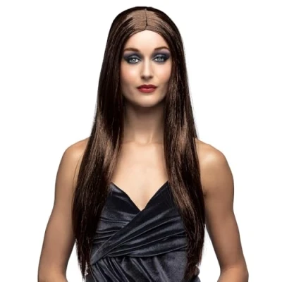 Afbeelding van Boland Pruik Heks Bruin Steil Lang Vrouwen Halloween en Horror