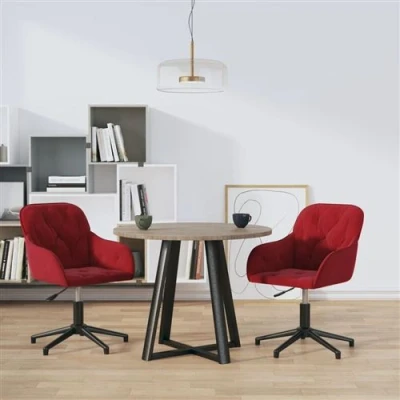 Afbeelding van vidaXL Eetkamerstoelen draaibaar 2 st fluweel wijnrood