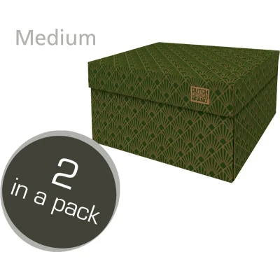 Afbeelding van Dutch Design Brand Storage Box Medium Opbergdoos Opbergbox Bewaardoos Roaring 20&#039;s Art Deco Velvet Green