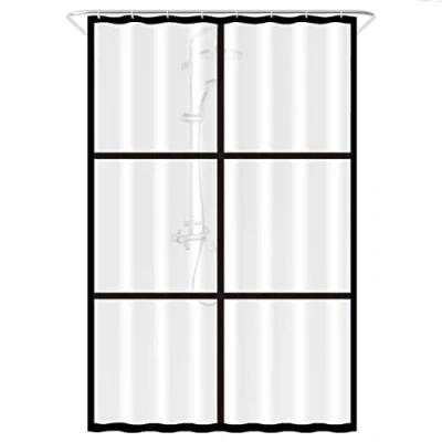 Afbeelding van Loti Living Douchegordijn Anti Schimmel Mat Transparant Zwart Inclusief ringen Waterdicht PEVA 120x200 cm