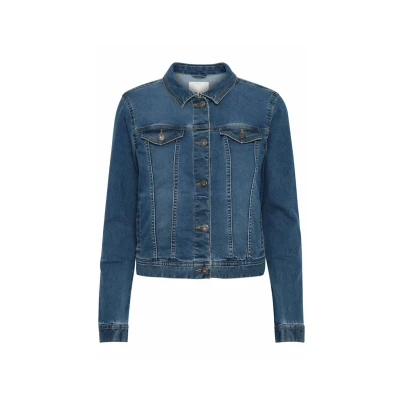 Afbeelding van ICHI Ihbilly JA Spijkerjas, Dames, Maat: 40, Washed med. blue