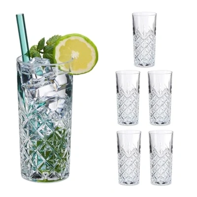 Afbeelding van Relaxdays longdrinkglazen drinkglazen waterglazen sapglazen set van 6 300 ml