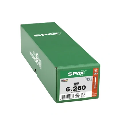 Afbeelding van Spax spaanplaatschroeven platverzonken kop verzinkt T Star T30 deeldraad 6.0 x 260mm