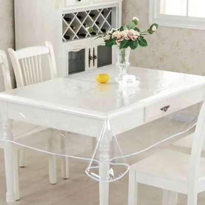 Afbeelding van A2ZWORLD Transparant pvc tafelkleed, waterdicht, gelamineerd rechthoekig of rond, beschermfolie van pvc, wasbaar, 140 x 240 cm