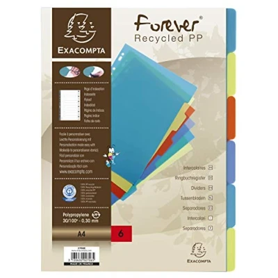 Afbeelding van Register van gerecycled poplypropyleen, 30 x 100 E, 6 posities, A4