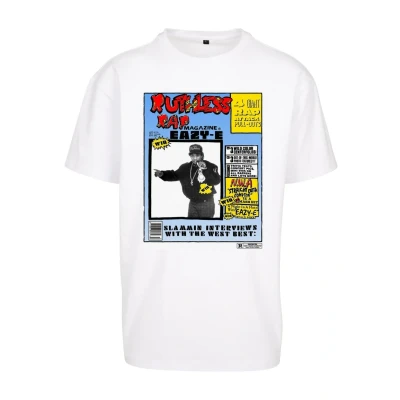 Afbeelding van Mister Tee EAZY E RAP Magazine Tshirt print, Heren, Maat: Small, White