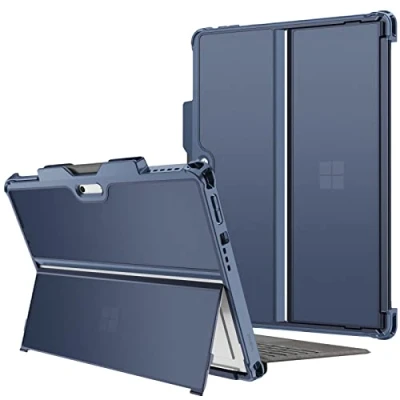 Afbeelding van FINTIE Beschermhoes voor Microsoft Surface Pro 8 13 inch 2021, robuuste beschermhoes, schokbestendig, met standaardbescherming, compatibel toetsenbord type cover, mat blauw