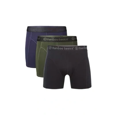 Afbeelding van Bamboo Basics Heren Bamboe Boxershorts Rico (3 pack) Navy, Army &amp; Zwart Ondergoed Boxershort Lange pijp Maat S