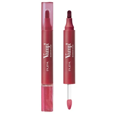 Afbeelding van Pupa Vamp! Marker Duo Rouge à lèvres + Gloss l&#039;acide hyaluronique 3 en 1 pour définir, remplir et colorer, contour des Disponible 9 couleurs (005 Cherry Granita)