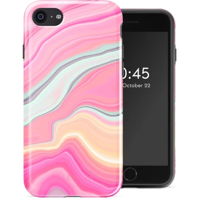 Afbeelding van Selencia Hoesje Geschikt voor iPhone SE (2022) / (2020) 8 7 Vivid Backcover Pastel Lipstick Marble