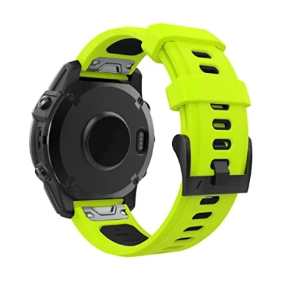 Afbeelding van MoKo Armband compatibel met Garmin Fenix 7/7 Pro/6/6 Pro/5/5 Plus/Forerunner 965/955/945/Instinct Solar/Instinct 2, Quick Fit 22 mm zachte siliconen reservearmband horlogeband, limone/zwart