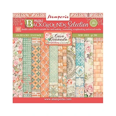 Afbeelding van Stamperia Casa Granada Maxi Backgrounds 12x12 Inch Paper Pack (SBBL108)