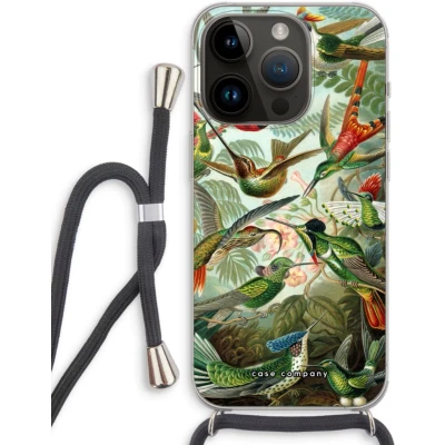 Afbeelding van Case Company® hoesje met Koord geschikt voor iPhone 14 Pro Haeckel Trochilidae Telefoonhoesje Zwart Extra Bescherming aan alle Kanten en Over de Schermrand