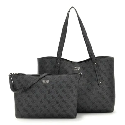 Afbeelding van GUESS Shopper Brenton Tote Coal Logo Donkergrijs