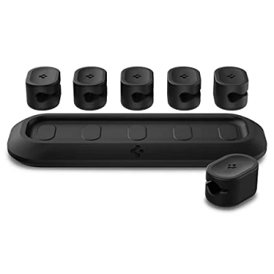 Afbeelding van Spigen LD101 Magnetische kabelopberghouder compatibel met oplaad en HDMI kabels, LAN kabels (tot 6 mm) zwart