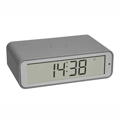 Afbeelding van TFA Dostmann 60.2560.15 Wekker Digitaal Zendergestuurd Alarm Snooze Zachte permanente nachverlichting Cijfers Grijs