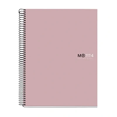 Image de Miquelrius The Original Colors Cahier A4, 120 feuilles de 90 g/m² et 4 bandes couleurs à organiser, carnet quadrillé 5 mm, trous, couverture rigide, carton plastifié, couleur sable