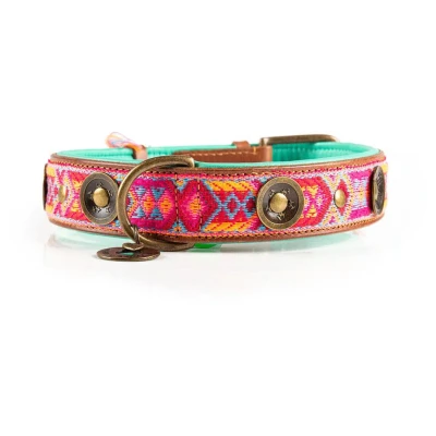 Afbeelding van Dwam Halsband Boho Rosa Roze&amp;Turquoise Hondenhalsband 41 51x4.0 cm