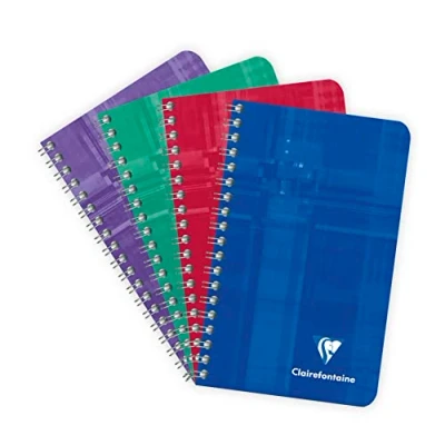 Afbeelding van Clairefontaine 8582C Notitieboek, spiraalbinding, 7,5 x 12 cm, 100 pagina&#039;s, kleine ruitjes, wit papier, 90 g, gelamineerde omslag, willekeurige kleur