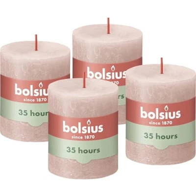 Afbeelding van Stompkaarsen Shine 4 st rustiek 80x68 mm mistroze