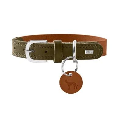 Afbeelding van Hunter Hondenhalsband Lemvig Cognac &amp; Olijf