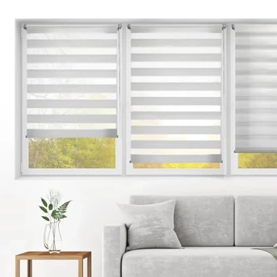 Afbeelding van Blindecor Indus rolgordijn dag nacht zonder boren Kleur zilver grijs 130 x 220 cm (B H) Stofgrootte 127 215 Rolgordijn, bevestiging met of