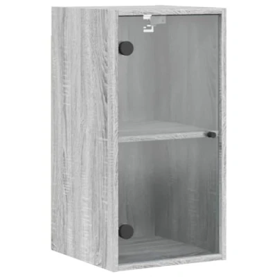 Image de vidaXL Armoire murale avec portes en verre sonoma gris 35x37x68,5 cm836481