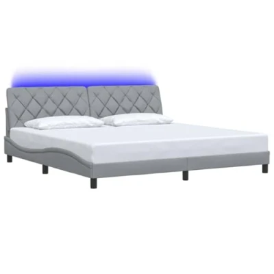 Afbeelding van vidaXL Cadre de lit avec LED sans matelas gris clair 200x200 cm tissu