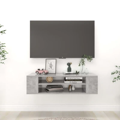 Afbeelding van Tv hangmeubel 100x30x26,5 cm spaanplaat betongrijs