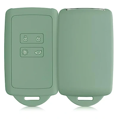 Afbeelding van kwmobile autosleutelhoes geschikt voor Renault 4 knops Smartkey autosleutel (alleen Keyless Go) Siliconenhoes in vintage groen Sleutelcover