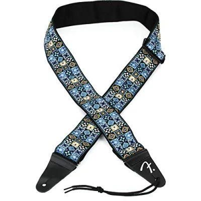 Afbeelding van Fender® Festival Vintage geïnspireerde geweven gitaarband mozaïek patroon blauw