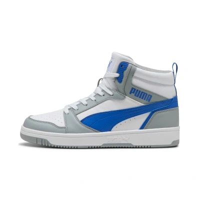 Afbeelding van Puma Rebound V6 Unisex Sneakers hoog, Maat: 42, Cool mid gray/vivid blue/white Hoogwaardig imitatieleer