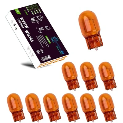 Afbeelding van LIGHTWORLD24 10 x WY21W T20 signaallamp 12 V oranje geel glazen basislamp W3X16D autolamp 21 W lamp watt