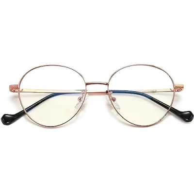 Afbeelding van Joopin Bril tegen blauw licht, voor dames, roségoud, computerbril, anti vermoeidheidsbril scherm en ronde lunette, reflectie, uv, van metaal