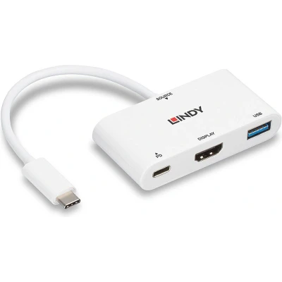 Afbeelding van LINDY USB C Adapter [1x stekker 1x HDMI bus, 3.2 Gen 1 bus A (USB 3.0)] 43340