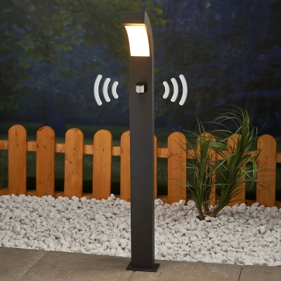 Afbeelding van Lucande Padverlichting, zuillampen 1licht aluminium, kunststof H: 100 cm antraciet, wit transparant Inclusief lichtbron