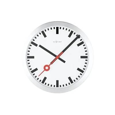 Afbeelding van Nextime Ne 3998St Wandklok Dia. 19 Cm, Geborsteld Aluminium, &#039;Station&#039;