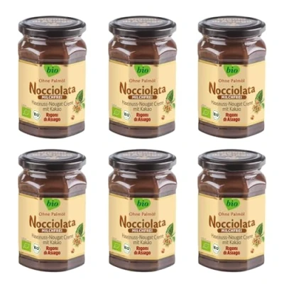Afbeelding van Rigoni di Asiago Nocciolata melkvrij, 6 x 250 g, hazelnootcrème zonder palmolie, nougatcrème met noten en heerlijke spread