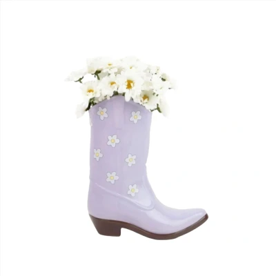 Afbeelding van DOIY Vaas Rodeo Cowboy Boot lila keramiek