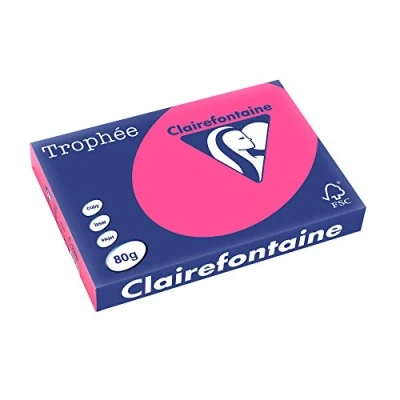 Afbeelding van Clairefontaine Trophée Pastel, gekleurd papier, A3, 80 g, 500 vel, fluo roze papier