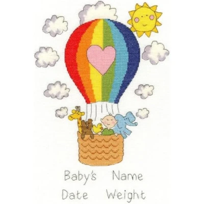 Afbeelding van Borduurpakket Balloon Baby geboortetegel Bothy Threads